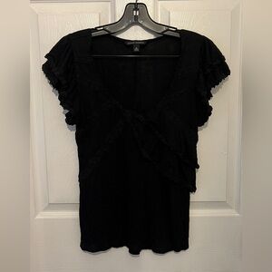 BANANA REPUBLIC Women's Black Flutter Sleeve V-Neck Top Size S